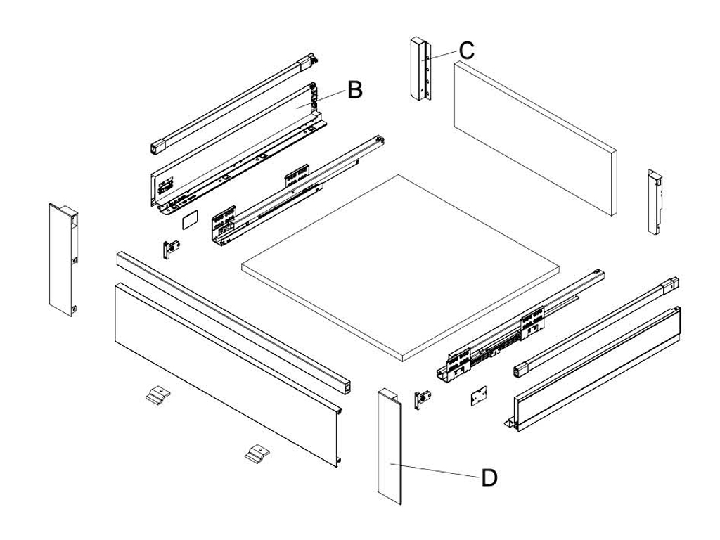 Slim drawer system components