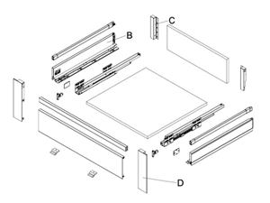Slim drawer system components